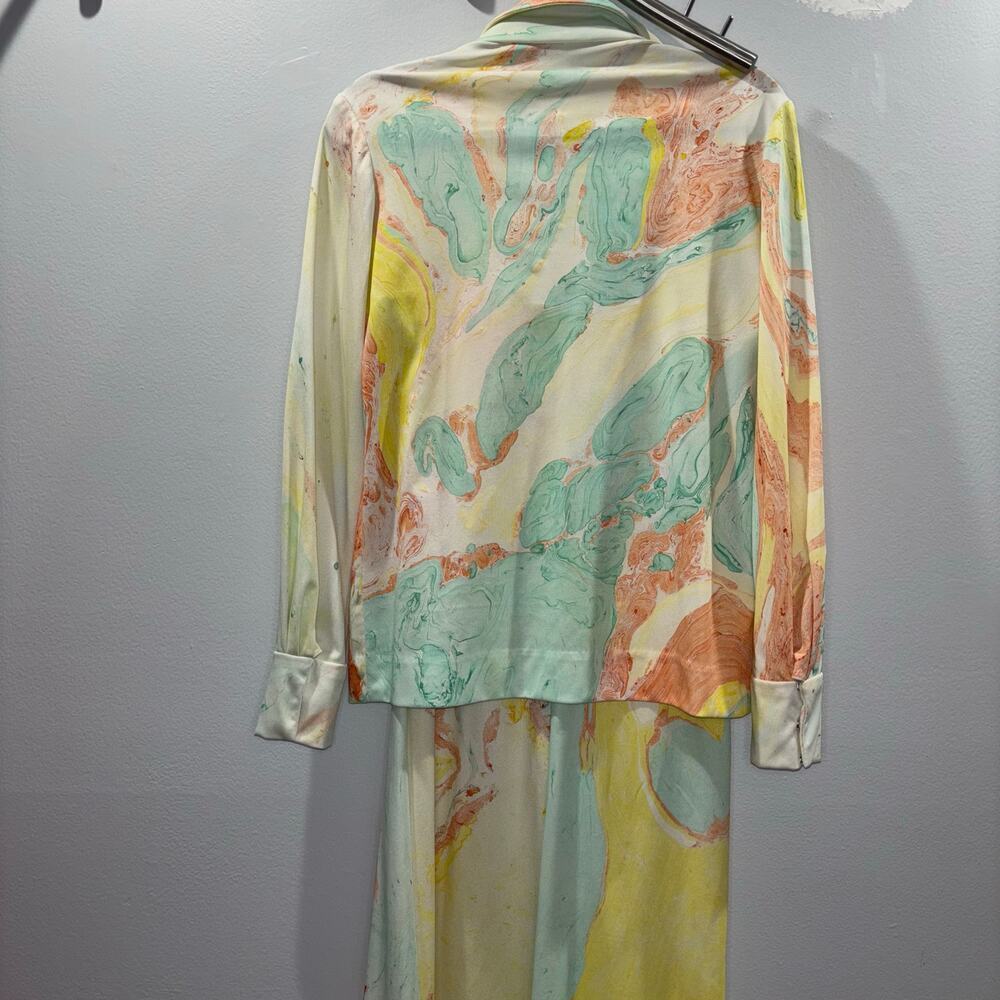 Vintage 1970s Don Louis España Watercolor Maxi Dress Set w/ Jacket - Size US 10 - Picture 4 of 15